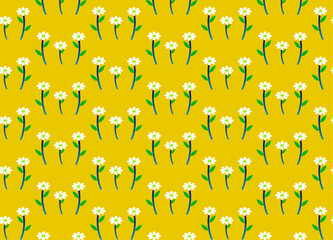 pattern with daisy flower cartoon on yellow background. daisy cartoons vector illustration.