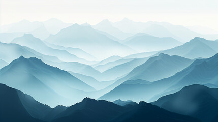 Fototapeta premium 1. **Vector Graphic Showing Morning Light on Mountain Range**2. **Illustration of Sunrise Over Mountain Ridge in Vector Art**