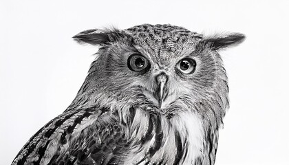 Naklejka premium Realistic pencil portrait of a wise old owl.
