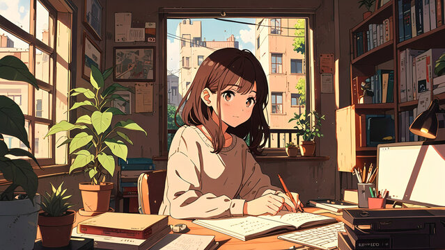 lofi girl in room