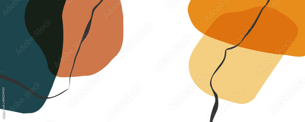 Aufkleber autumn theme colors. abstract background with various curved bright colored shapes and black bent li