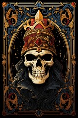 Skull-Themed Tarot Card Collection: A Detailed and Intricate Unique Design with Mysterious and Artistic Skull Motifs, Perfect for Tarot Enthusiasts, Illustrators, and Designers