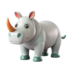 Fototapeta premium rhinoceros icon soft turquoise and white color in plastic 3d style