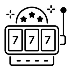 Slot machine icon designed in outline style 