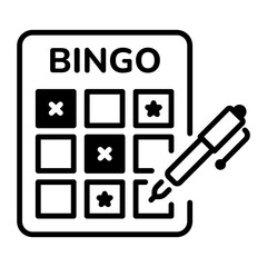 A linear icon of bingo card