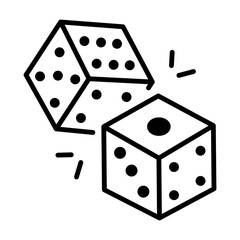 A rotating dice pair, line style icon