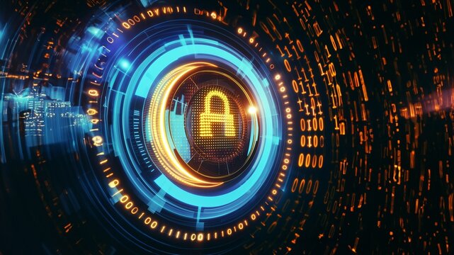 Ein Symbol für Datensicherheit in der Mitte des Bildes, Konzept WEB 3.0