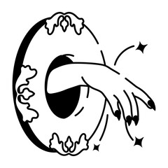 A doodle style icon of witch mirror 