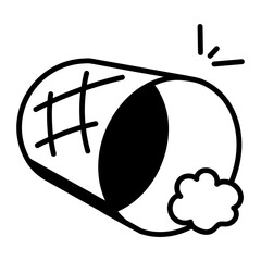 A linear icon of spilled trash can 