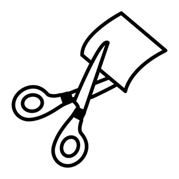 recommend clip art: Paper cutting with scissors, outline icon 
