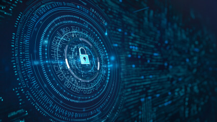 Ein Symbol f&uuml;r Datensicherheit in der Mitte des Bildes, Konzept WEB 3.0