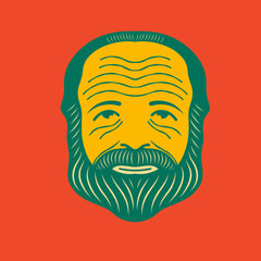 Old man face avatar illustration graphic design 16