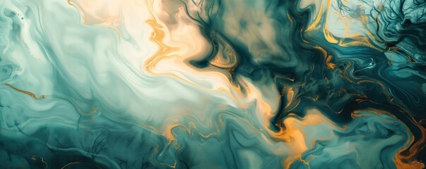 Dreamscape Forest with Marble and Gold Swirls: A Pastel Fluid Ink Art Masterpiece