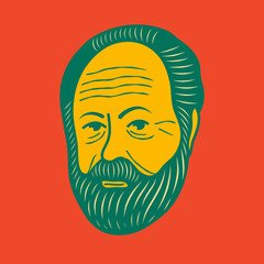 Old man face avatar illustration graphic design 17