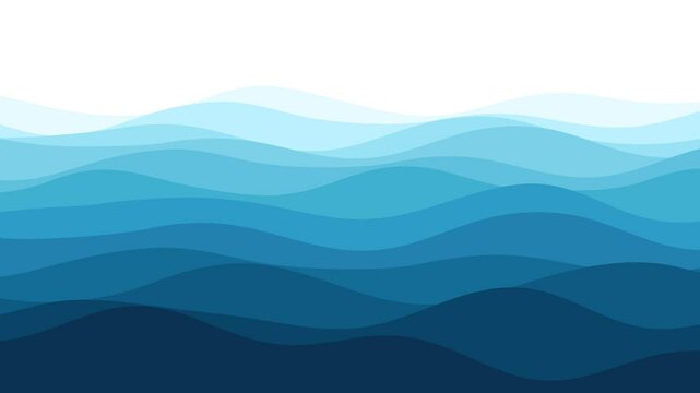 Blue gently rippling fresh water, abstract stripes, ocean, sea, river, lake background. with gradual color shades. Slow flow motions, vector animation.