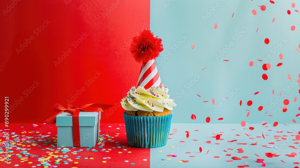 Canvas Prints the festive cupcake and gift