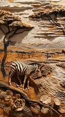 Beautiful animal 3d relief wallpaper. Mural wallpaper. Wall art. AI generated illustration