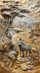 Beautiful animal 3d relief wallpaper. Mural wallpaper. Wall art. AI generated illustration