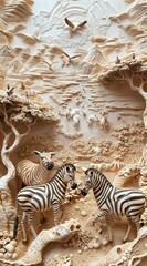 Beautiful animal 3d relief wallpaper. Mural wallpaper. Wall art. AI generated illustration