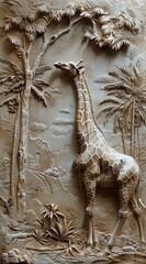 Beautiful animal 3d relief wallpaper. Mural wallpaper. Wall art. AI generated illustration