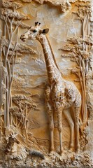 Beautiful animal 3d relief wallpaper. Mural wallpaper. Wall art. AI generated illustration