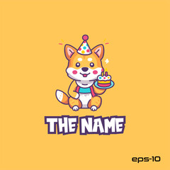 Obraz premium Birthday fox, character, vector, illustration, eps 10, mascot, logo, cute