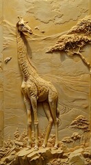Beautiful animal 3d relief wallpaper. Mural wallpaper. Wall art. AI generated illustration