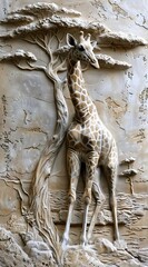 Beautiful animal 3d relief wallpaper. Mural wallpaper. Wall art. AI generated illustration