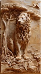 Beautiful animal 3d relief wallpaper. Mural wallpaper. Wall art. AI generated illustration