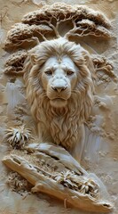 Beautiful animal 3d relief wallpaper. Mural wallpaper. Wall art. AI generated illustration