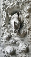 Beautiful animal 3d relief wallpaper. Mural wallpaper. Wall art. AI generated illustration