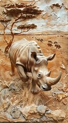 Beautiful animal 3d relief wallpaper. Mural wallpaper. Wall art. AI generated illustration