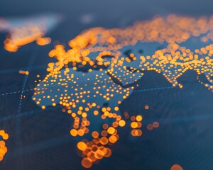 Closeup of a map showing global operations and expansions in the annual report, global operations, geographic presence