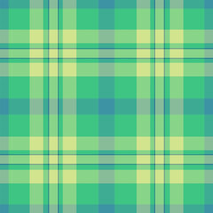 Rug texture background pattern, tidy textile seamless vector. Royal fabric tartan check plaid in green and teal colors.