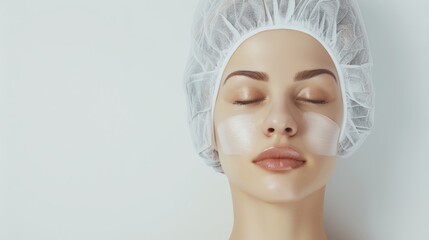 Elegant model with flawless skin in a medical procedure