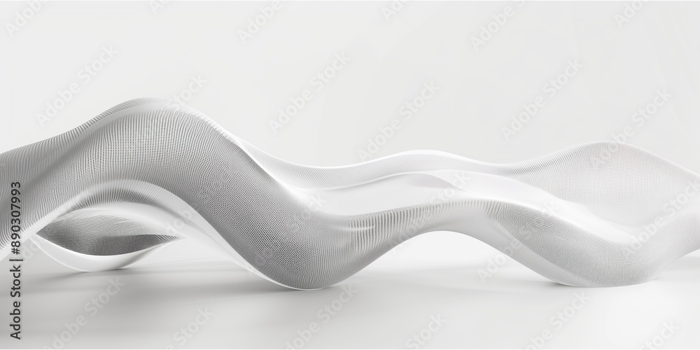 Aufkleber Grey white abstract background with 3d abstract wave element. Digital frequency track equalizer. Lines wave abstract stripe design. Abstract wave element for design	
