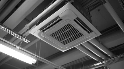 Fototapeta premium White Air Conditioner Ceiling Installation