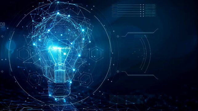 Digital Light Bulb Composed of Network Nodes. Seamless loop video background