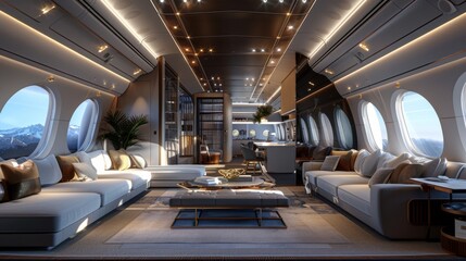 Fototapeta premium Luxury Private Jet Interior