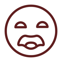emoji sad Vector Line Maroon Icon Design