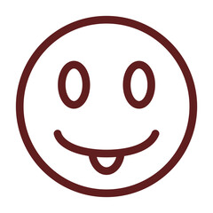 emoji tongue out Vector Line Maroon Icon Design