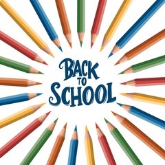 A colorful drawing of pencils with the words "Back to School" written in blue. Concept of excitement and anticipation for the upcoming school year