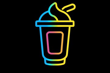 Neon milkshake with a lid and straw set against a dark background capturing a playful and vibrant treat