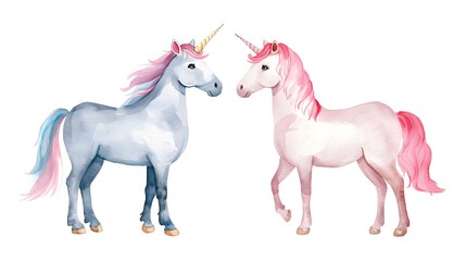 Two unicorns standing next to each other