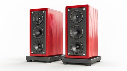 Fototapeta premium Red Wooden Audio Speakers