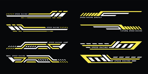 Decal stripes. Speed lines, Sports stripes, racing tuning strips and car sticker vector set. Vector illustration © THETO STUDIO