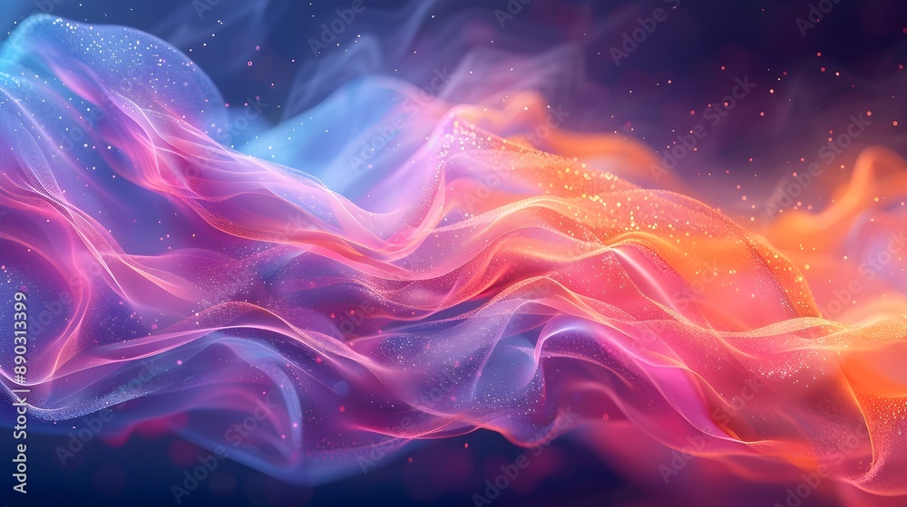 Poster abstract representation of vibrant cloud computing infrastructure with flowing digital data