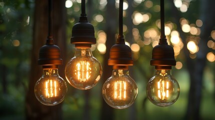 Obraz premium Hanging Edison Light Bulbs