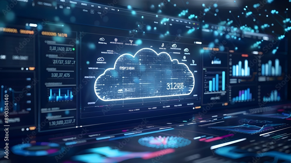 Poster sleek real time analytics dashboard powered by cloud computing technology
