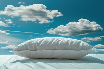 Closeup pillow on the cloud on a blue sky